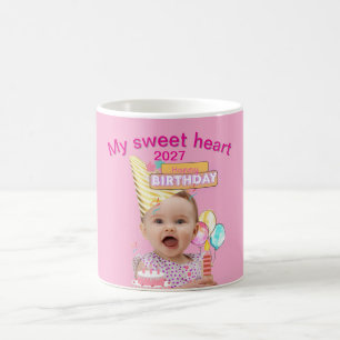 Taza De Café Diseño de foto personalizado rosa para el primer c