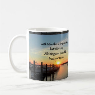 TAZA DE CAFÉ DISEÑO DE FOTOS DE SERENE MATTHEW 19:26 SUNSET