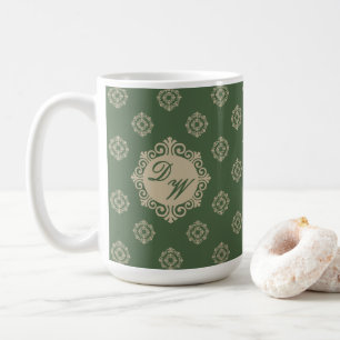 Taza De Café Diseño de foulard estilizado en verde salvia