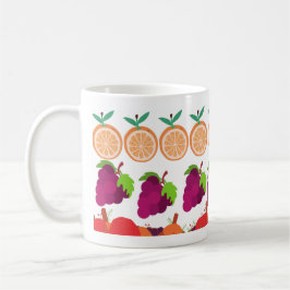 Taza De Café Diseño de frutas de Naranja y uvas coloridas
