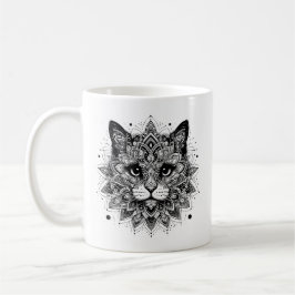 Taza De Café Diseño de gato con patrón de mandala