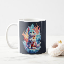 Taza De Café Diseño de gato de fantasía de cristal adorable