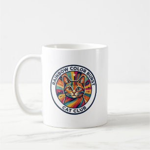 Taza De Café Diseño de gato lindo ráfaga de color arcoíris - Ar