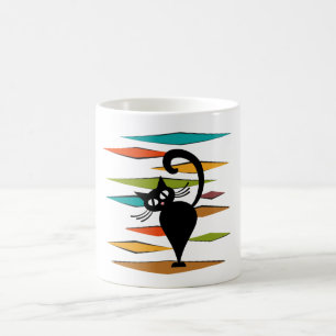 Taza De Café Diseño de gato negro de Mid Century