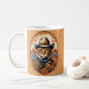 Taza De Café Diseño de Gato Vaquero Antiguo