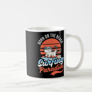 Taza De Café Diseño de Gato Vintage Surfista Paraíso Surfista H