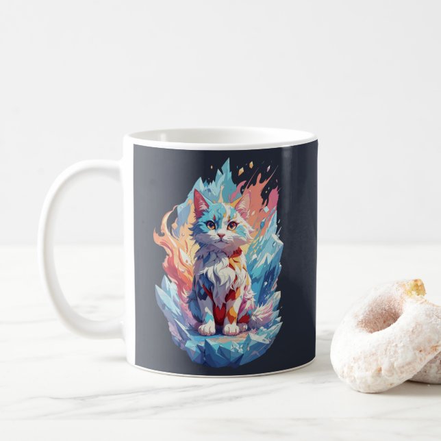 Taza De Café Diseño de gatos con fantasía de cristal (Con donut)