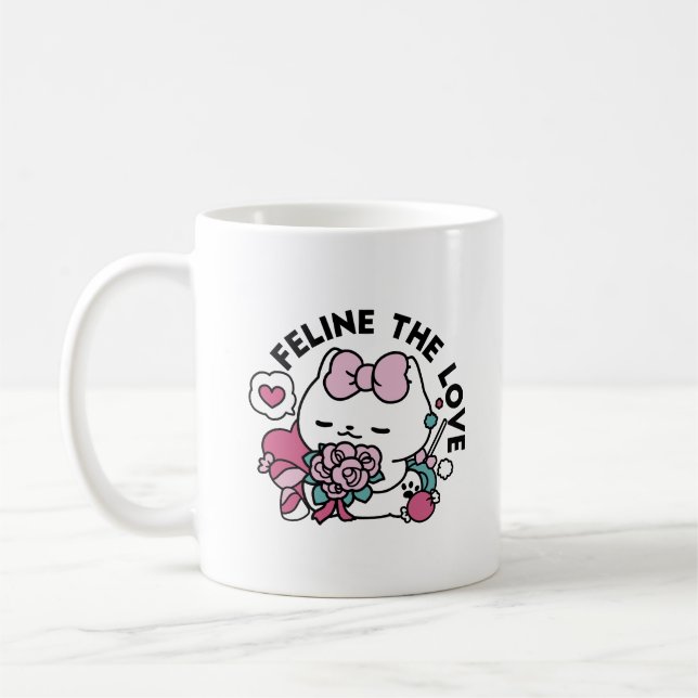 Taza De Café Diseño de gatos de San Valentín lindo - Pelear por (Izquierda)