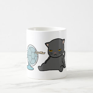 Taza De Café diseño de gatos de verano delante del ventilador