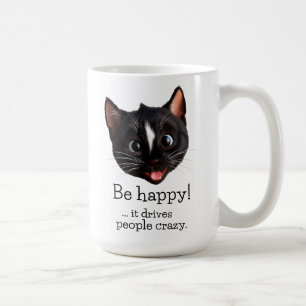 Taza De Café Diseño de gatos divertidos: sé feliz, hace que la