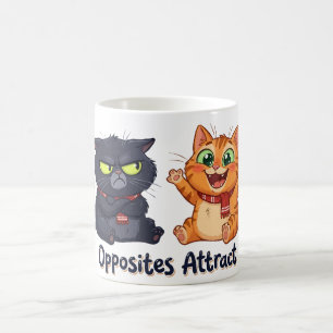 Taza De Café Diseño de gatos lindos que atraen opuestos