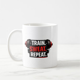 Taza De Café Diseño de gimnasio Entrena Suda Repite
