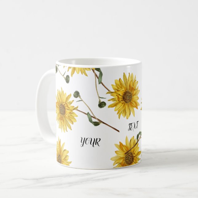 Taza De Café Diseño de girasol Personalizar (Anverso izquierdo)