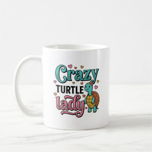Taza De Café Diseño de grabado vintage de la loca señora tortug