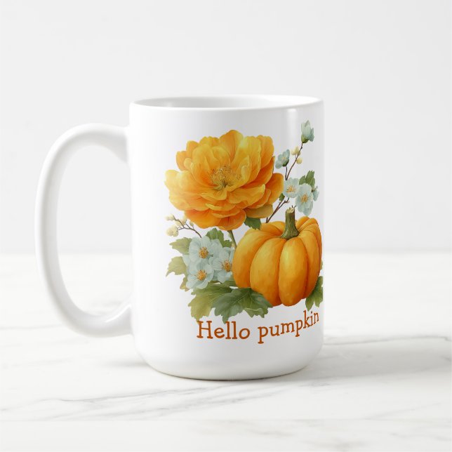 Taza De Café Diseño de Halloween con calabaza floral (Izquierda)