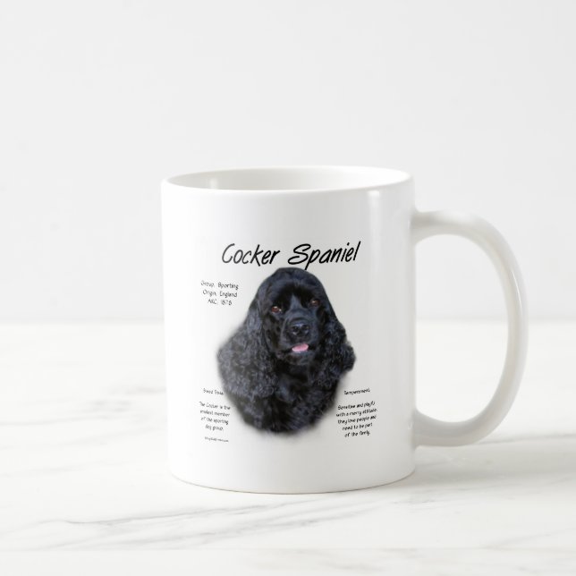 Taza De Café Diseño de historia de Cocker Spaniel (negro) (Derecha)
