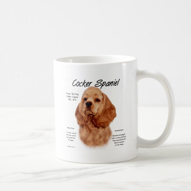 Taza De Café Diseño de historia de Cocker Spaniel (rojo) (Derecha)