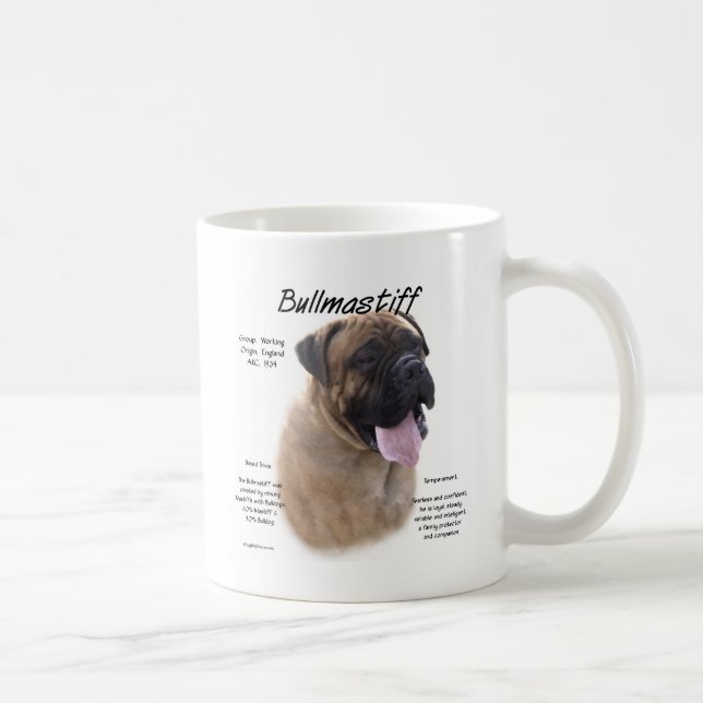 Taza De Café Diseño de historial Bullmastiff (fawn) (Derecha)