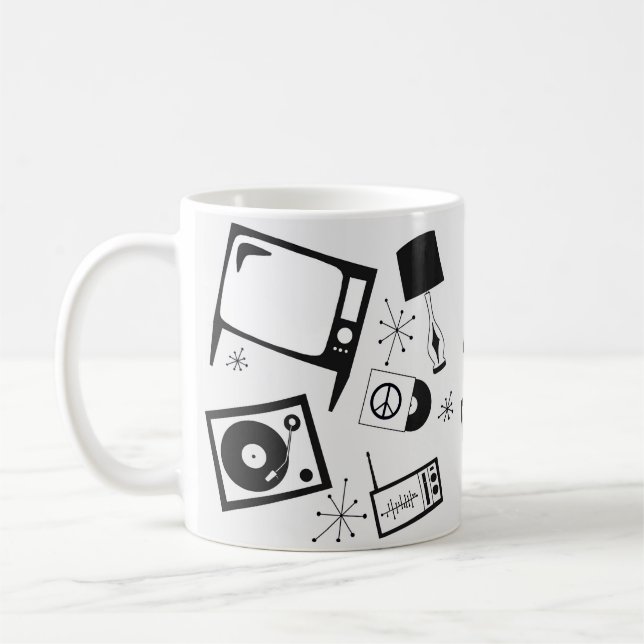 Taza De Café Diseño de hogares en blanco y negro (Izquierda)