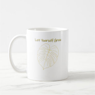 Taza De Café Diseño de Hoja de Monstera. Deja que Crezcas