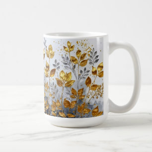Taza De Café Diseño de Hojas Doradas Decorativas