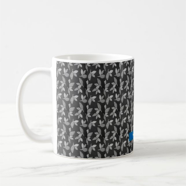Taza De Café Diseño de hojas modernas en negro (Izquierda)