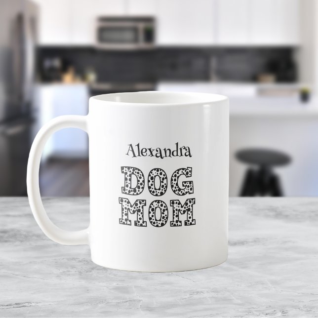 Taza De Café Diseño de impresión dálmata de mamá perro personal (Custom Dog Mom Dalmatian Print Design Coffee Mug)