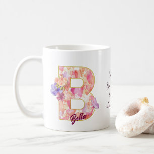 Taza De Café Diseño de inicial B con patrón de corazón personal