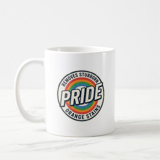 Taza De Café Diseño de insignia de arcoíris de protesta de orgu (Izquierda)