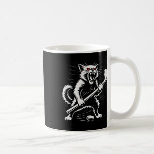 Taza De Café Diseño de jugador de hockey sobre hielo de gato en