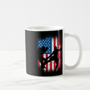 Taza De Café Diseño de kickboxing con bandera de EE. UU. para f