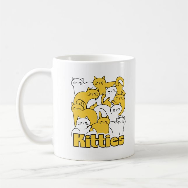 Taza De Café Diseño de Kitties Chubby - Arte gato adorable (Izquierda)