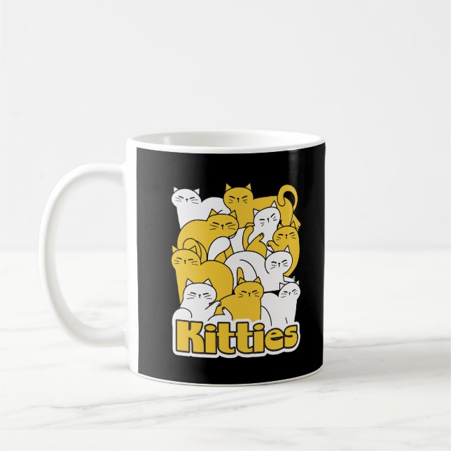 Taza De Café Diseño de Kitties Chubby - Arte gato adorable (Izquierda)