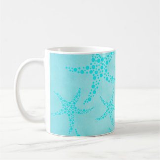 Taza De Café Diseño de la aguamarina y de las estrellas de mar