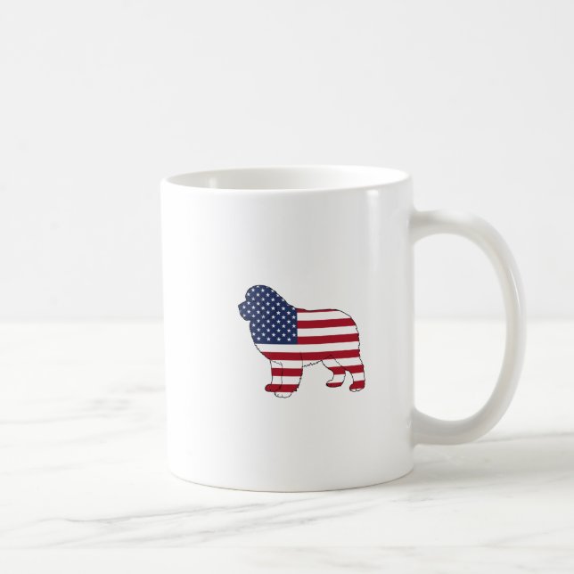 Taza De Café Diseño de la bandera de EEUU Patriotic Newf Dog 4  (Derecha)