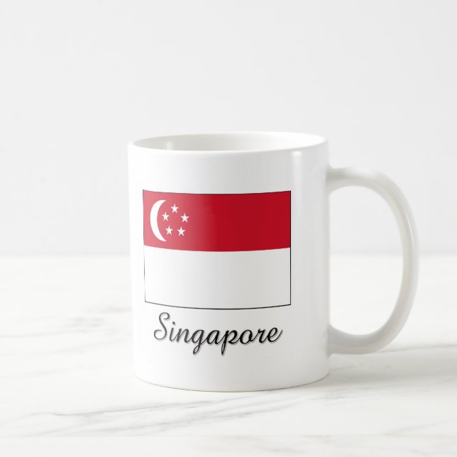 Taza De Café Diseño de la bandera de Singapur (Derecha)