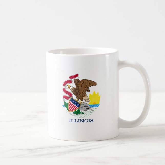 Taza De Café Diseño de la bandera del estado de Illinois (Derecha)