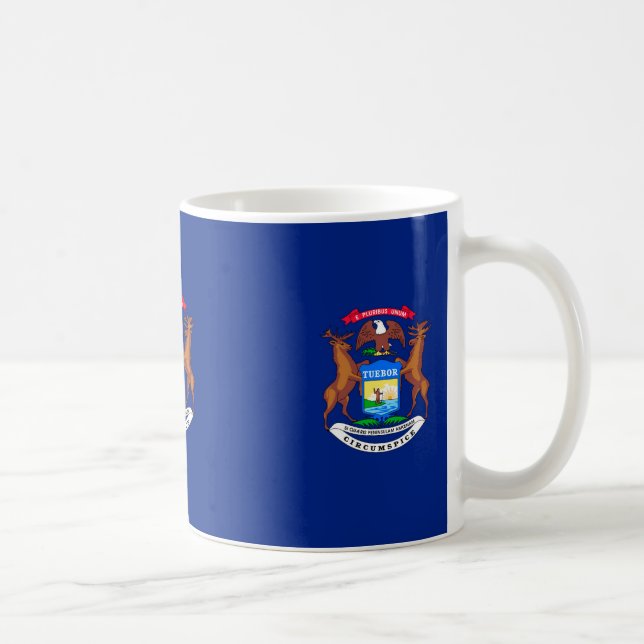 Taza De Café Diseño de la bandera del estado de Michigan (Derecha)