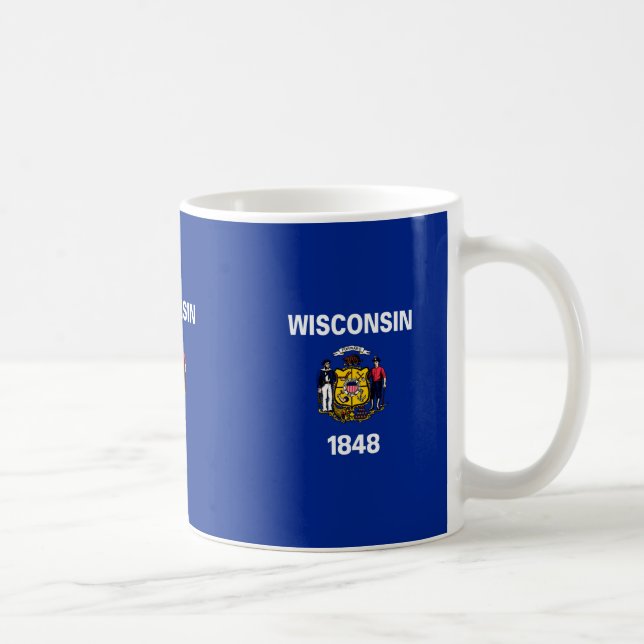 Taza De Café Diseño de la bandera del estado de Wisconsin (Derecha)