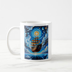 Taza De Café Diseño de la camiseta del buque pirata celestial