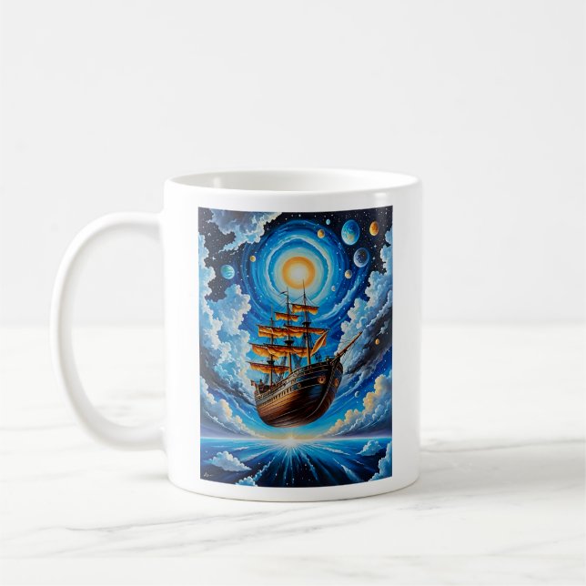 Taza De Café Diseño de la camiseta del buque pirata celestial (Izquierda)