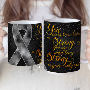 Taza De Café Diseño de la cinta de la toma de conciencia gris