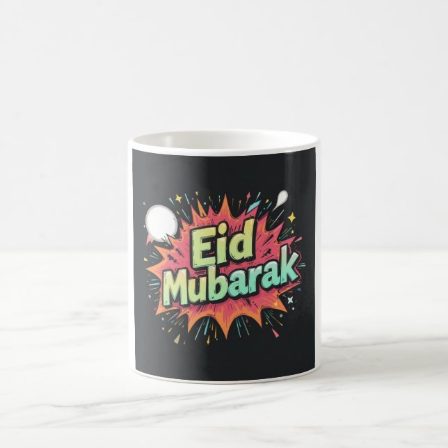 Taza De Café Diseño de la explosión del cómic Eid Mubarak (Centro)