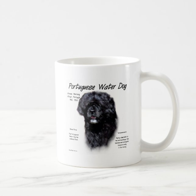 Taza De Café Diseño de la historia del perro de agua portugués (Derecha)