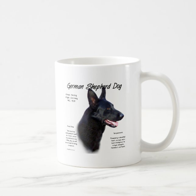 Taza De Café Diseño de la historia del perro pastor alemán (blk (Derecha)