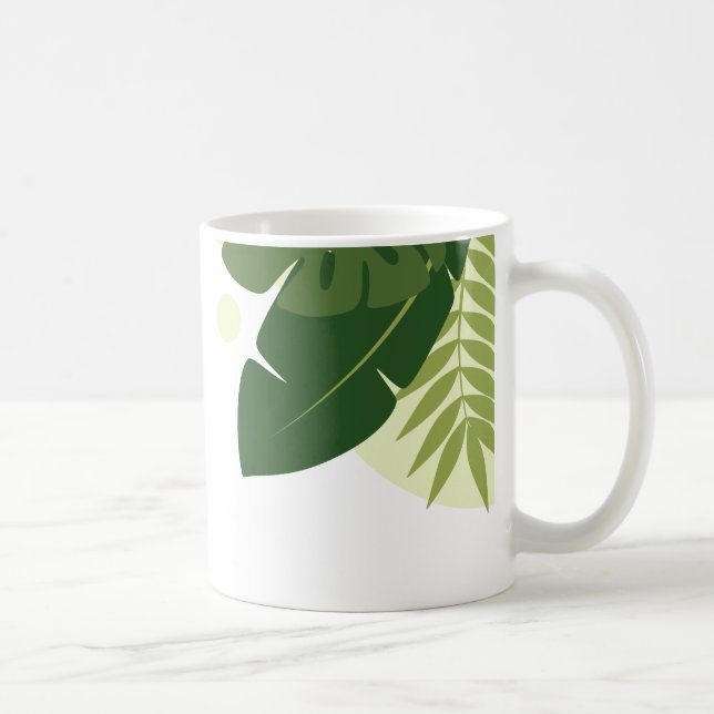 Taza De Café Diseño de la naturaleza verde tropical (Derecha)