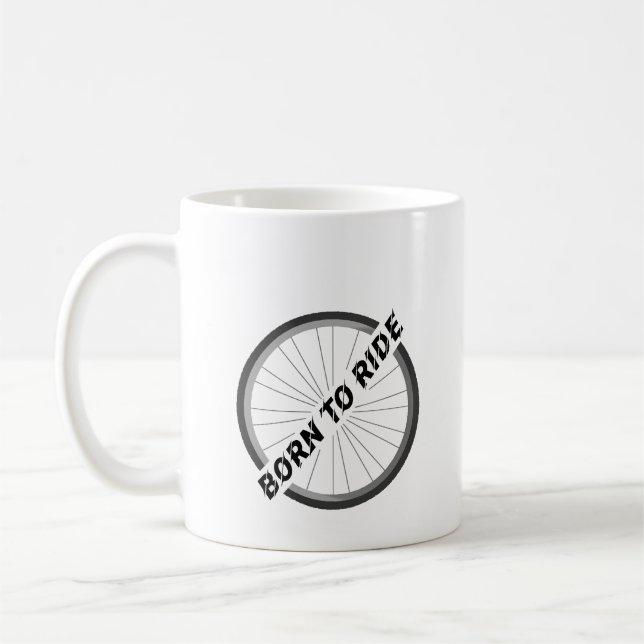 Taza De Café Diseño de la rueda de café "Nacido para andar" (Izquierda)