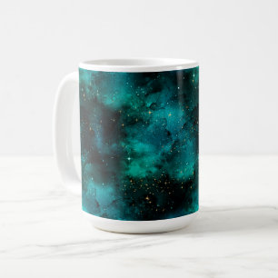 Taza De Café Diseño de la serie Galaxia Verde Azulada 1