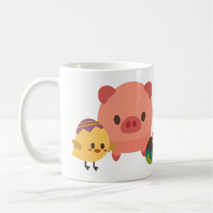 Taza De Café Diseño de lechón y pollo