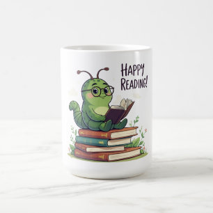 Taza De Café Diseño de lectura de gusano de libro